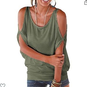 Cold shoulder O-Neck Short Sleeve Loose Fit Summer